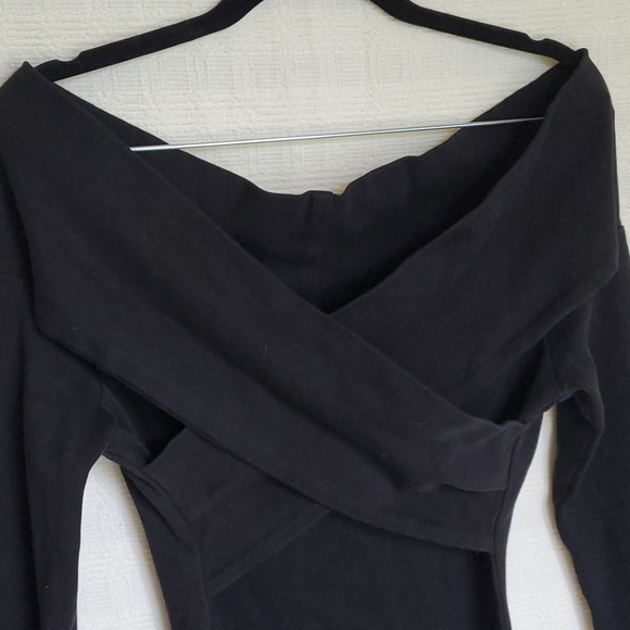 Vintage 90s Portrait Wrap Collar LBD - Picture 2 of 6